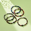 Natural Lava Rock & Mixed Gemstone Stretch Bracelet with Alloy Column Beaded BJEW-JB08731-2