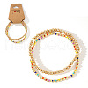 2Pcs Fashionable Brass & Seed Beads Beaded Stretch Bracelet Sets for Women ZD1327-6-1