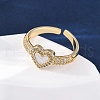 Brass Micro Pave Cubic Zirconia Shell Cuff Rings KK-D363-24B-G-1