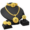 Flat Round Alloy Pendant Necklaces & Stud Earrings & Rings & Bangles Sets FS-WG5D99A-04-1