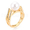 Brass Micro Pave Clear Cubic Zirconia Adjustable Ring Settings KK-T076-13G-5