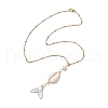 Natural Cowrie Shell & Resin & Shell Pearl Mermaid Tail Pendant Necklaces NJEW-JN05233-5