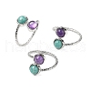 Natural Amethyst & Amazonite Finger Rings RJEW-A068-02P-02-4