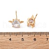 Bat Brass Micro Pave Clear Cubic Zirconia Stud Earrings for Women EJEW-G428-14G-5