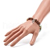 Reiki Natural Amazonite & Wenge Wood Beads Stretch Bracelet BJEW-JB06896-01-3