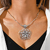 Mandala Flower Bohemian Style Alloy Pendant Necklaces FS-WG43472-01-2