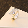 Flat Round Brass with Crystal Rhinestone Finger Rings FS-WG97854-04-3