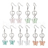 Transparent Spray Painted Glass Beads with ABS Plastic Imitation Pearl Beads and 304 Stainless Steel Earring Hooks and 304 Stainless Steel Eye Pin Earrings EJEW-JE06432-2