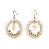 Pearl Beads Brass Dangle Earrings EJEW-JE04568-02-1