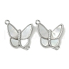 Brass Clear Cubic Zirconia Pave Natural Shell Butterfly Connector Charms KK-P283-08P-1