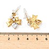 304 Stainless Steel Micro Pave Cubic Zirconia Bowknot Dangle Stud Earrings EJEW-U065-03G-01-3