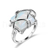 Brass & Opalite Finger Rings FS-WG78CCB-02-5