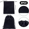  8Pcs Rectangle Black Velvet Pouches TP-NB0001-31-6