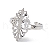 Non-Tarnish Hollow Out Leaf 304 Stainless Steel Open Cuff Ring for Women RJEW-E073-08P-2