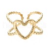 304 Stainless Steel Heart Open Cuff Ring RJEW-T023-19G-1