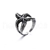Alloy Punk Starfish Open Cuff Rings for Men IO0623-5-1