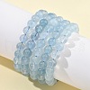 Natural Aquamarine Round Bead Stretch Bracelets for Men Women BJEW-U034-01C-05-1