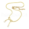 Ion Plating(IP) 304 Stainless Steel Flat Snake Chain Bowknot Pendant Necklaces NJEW-Z041-06G-1