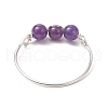 Round Natural Rose Quartz & Tiger Eye & Lapis Lazuli & Green Aventurine & Amethyst & Carnelian Finger Rings RJEW-JR00850-01-5