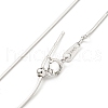 Rhodium Plated 925 Sterling Silver Square Snake Chain Necklaces NJEW-C052-01P-2