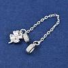 Brass Pave Clear Cubic Zirconia European Safety Chains with Charms KK-L236-15C-S-2
