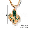 Exquisite Brass Clear & Green Cubic Zirconia Pendant Box Chain Necklaces TA4479-1-1