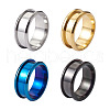 4 Colors Stainless Steel Grooved Finger Ring Settings STAS-TA0001-26A-1
