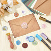 Brass Wax Seal Stamp with Wood Handle AJEW-WH0412-0261-4