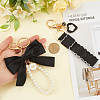 CRASPIRE 2Pcs 2 Styles Cotton & Iron & Alloy Keychain KEYC-CP0001-24B-3