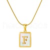 Stainless Steel Snake Bone Chain Alphabet Necklace with Shell Pendant WD3660-6-1
