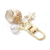 Spiral Shell & Synthetic Turquoise Starfish Pendant Decorations HJEW-JM03171-05-4