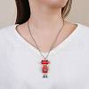 Alloy & Wood Robot Pendant Necklaces FS-WGB43E5-06-2