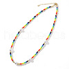 Rainbow Fashion Glass Pearl Bead Necklace Handmade Mixed Color Rice Beads Women. AP1296-2-1
