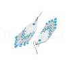 304 Stainless Steel Seed Bead Glass Tassel Dangle Earrings EJEW-MZ00432-02-4