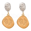 304 Stainless Steel Two Tone Dangle Stud Earrings EJEW-Q044-02G-2