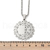 Mandala Flower 304 Stainless Steel Box Chain Pendant Necklaces NJEW-K253-35P-5