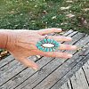 Oval Alloy & Synthetic Turquoise & Natural White Jade Cuff Rings FS-WG97148-01-4