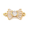 Brass Pave Clear Cubic Zirconia Connector Charms KK-Z072-05G-1