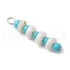 Synthetic Turquoise Round & Natural Freshwater Shell Disc Beaded Pendants PALLOY-JF03987-02-3