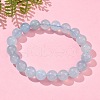 Natural Aquamarine Round Bead Stretch Bracelets for Men Women BJEW-U034-01A-02-2