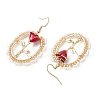 Valentine's Day Alloy Enamel Seed Glass Dangle Earrings EJEW-MZ00391-4