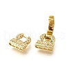 Arch Brass Micro Pave Clear Cubic Zirconia Fold Over Clasps KK-V008-22G-2