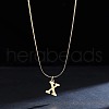 316 Surgical Stainless Steel Initial Pendant Flat Snake Chain Necklaces for Women WGC1053-24-1