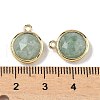 Brass Pave Natural Green Aventurine Faceted Flat Round Charms G-U028-03G-08-3