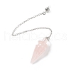 Natural Rose Quartz Pointed Dowsing Pendulums AJEW-B020-01P-08-2