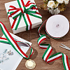 50 Yards Tricolor Polyester Striped Grosgrain Ribbon OCOR-WH0078-199C-5