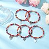 5Pcs Alloy Heart Charm Bracelets BJEW-JB11728-1