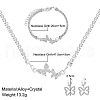 Butterfly Alloy with Crystal Rhinestone Pendant Necklace & Hoop Earring & Link Bracelet FS-WG7F609-01-4