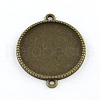 Tibetan Style Alloy Flat Round Cabochon Connector Settings X-TIBE-Q038-001G-AB-NR-1