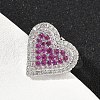 Heart Brass Micro Pave Cubic Zirconia Cuff Rings for Women RJEW-A069-12P-5